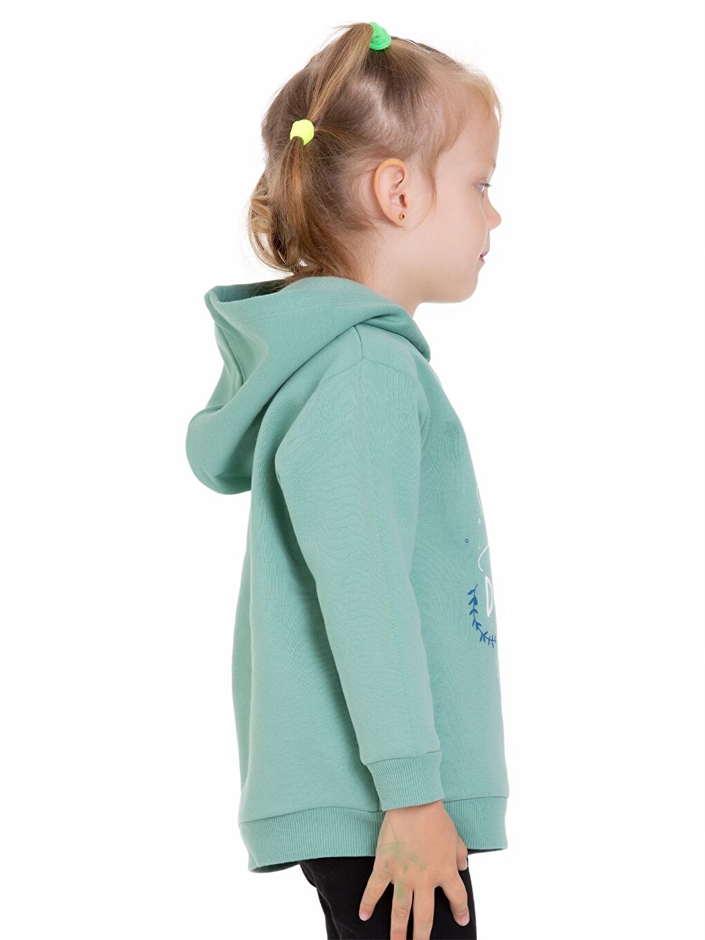 Myhanne Yeşil Uzun Kol Baskılı Kız Bebek Hoodie - 5