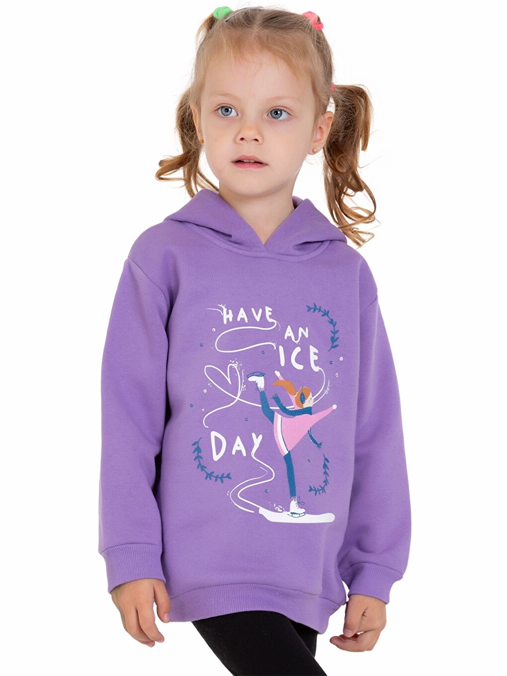 Myhanne Lila Uzun Kol Baskılı Kız Bebek Hoodie - 4