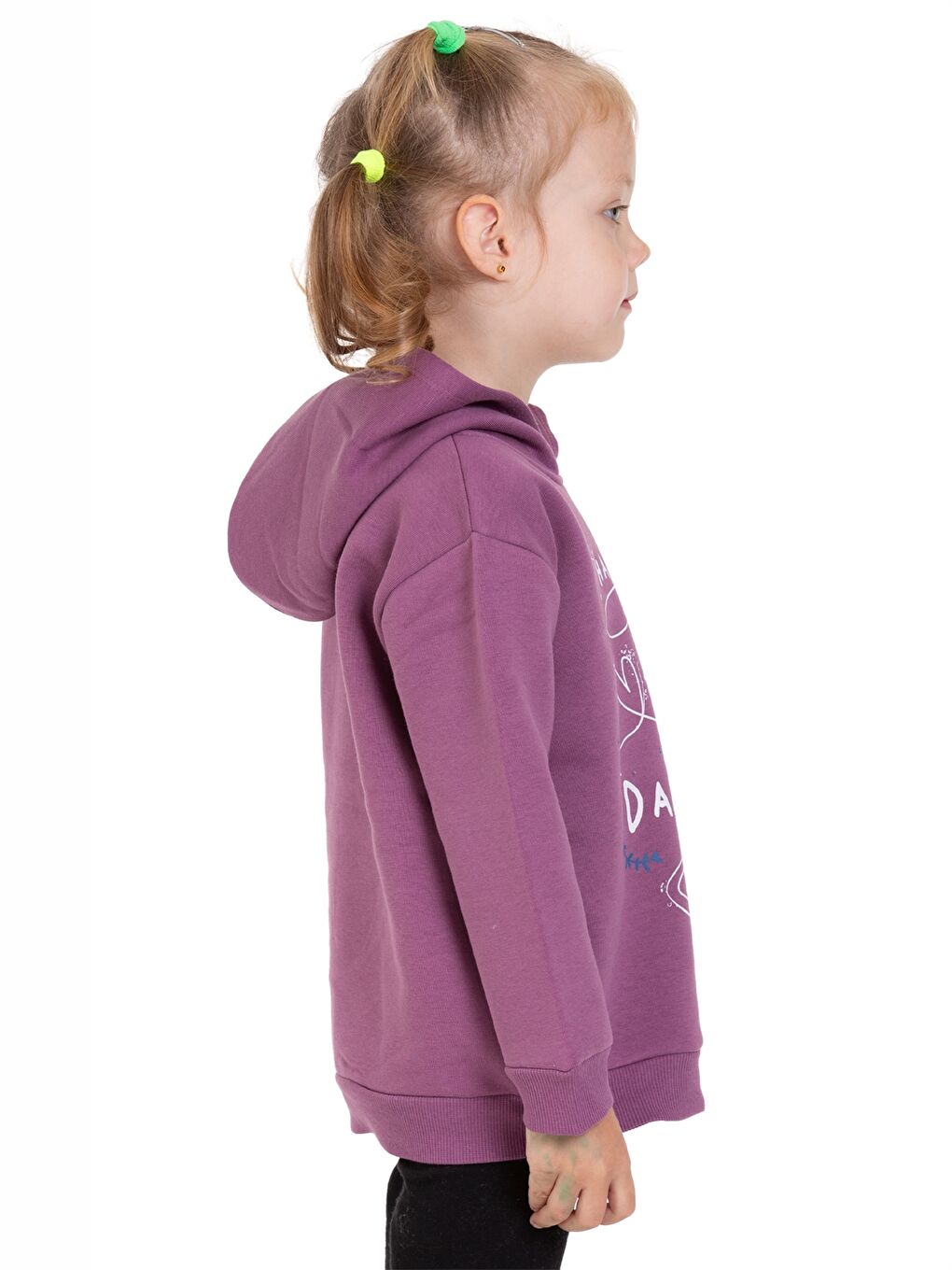 Myhanne Mor Uzun Kol Baskılı Kız Bebek Hoodie - 3