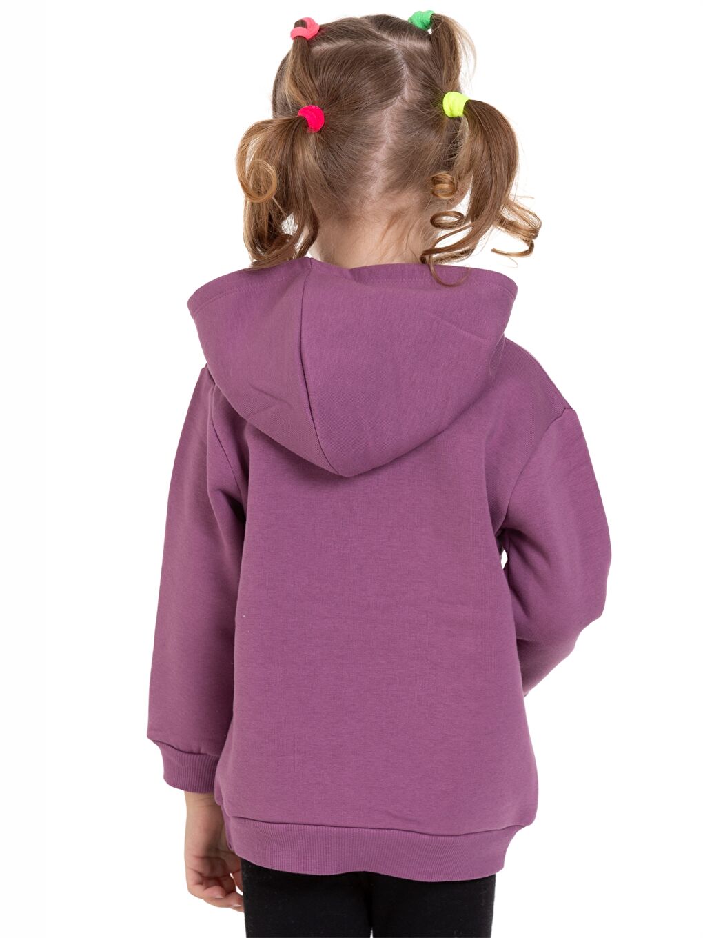 Myhanne Mor Uzun Kol Baskılı Kız Bebek Hoodie - 4