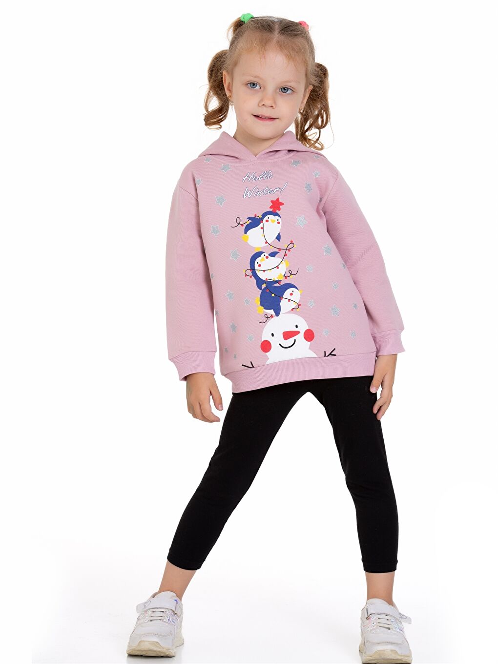 Myhanne Pembe Uzun Kollu Baskılı Kız Bebek Hoodie - 1