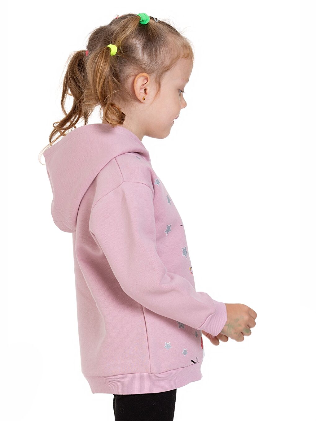 Myhanne Pembe Uzun Kollu Baskılı Kız Bebek Hoodie - 4