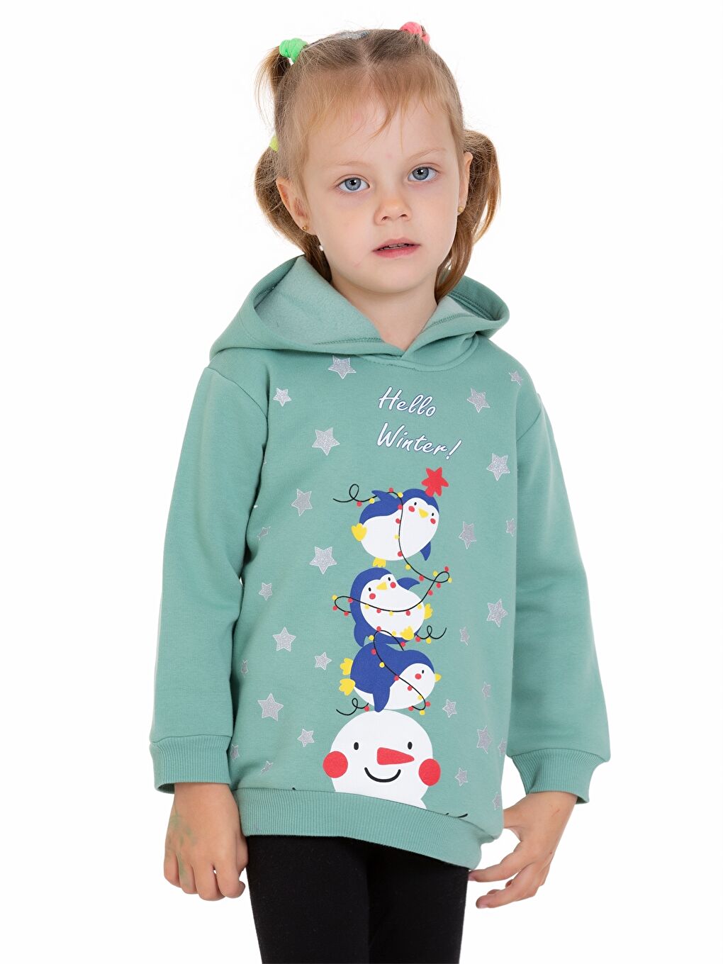 Myhanne Yeşil Uzun Kollu Baskılı Kız Bebek Hoodie - 1