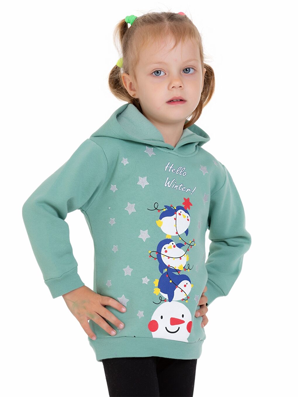 Myhanne Yeşil Uzun Kollu Baskılı Kız Bebek Hoodie - 2