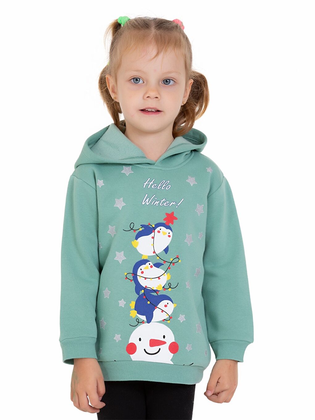 Myhanne Yeşil Uzun Kollu Baskılı Kız Bebek Hoodie - 3