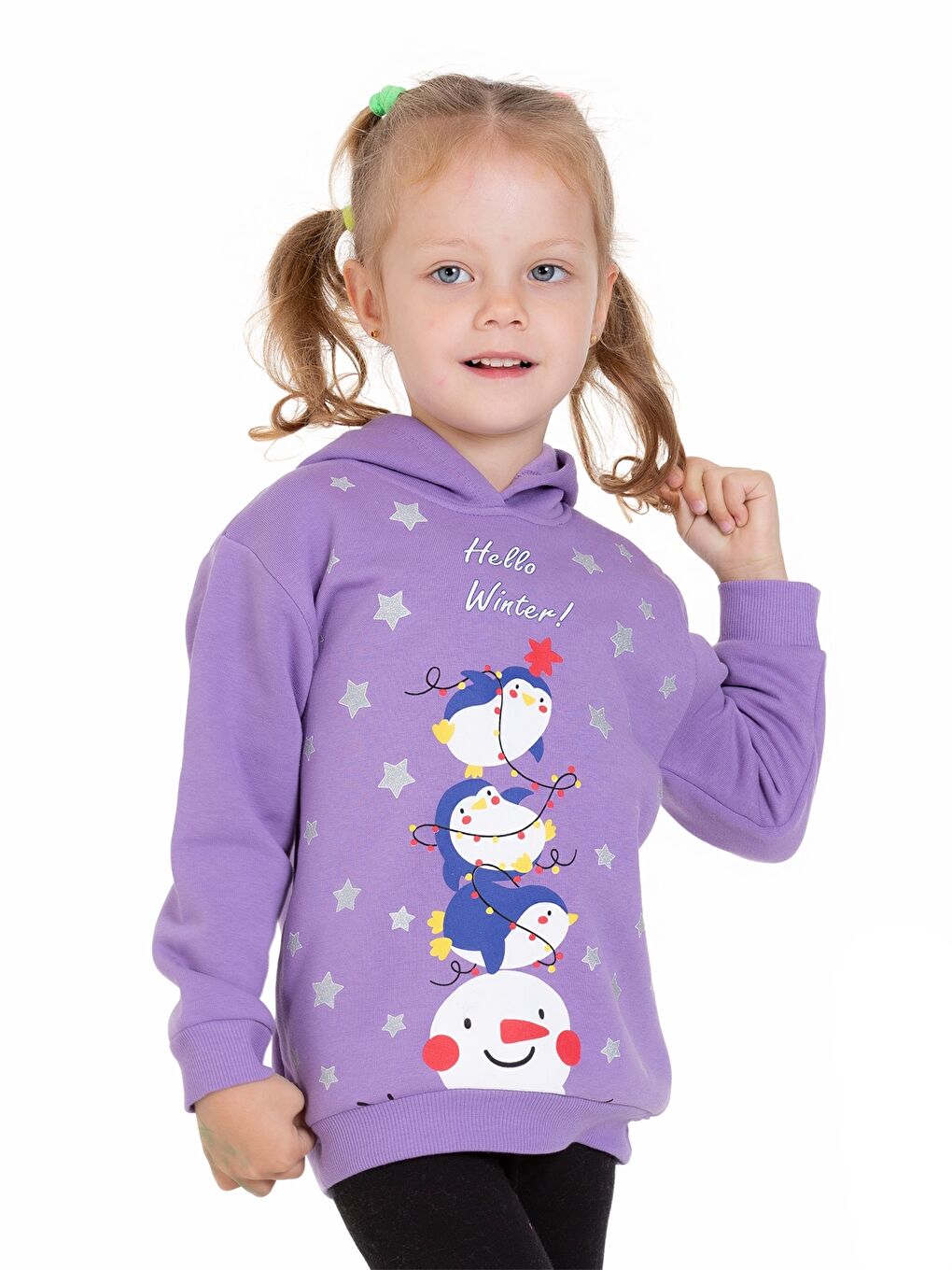 Myhanne Lila Uzun Kollu Baskılı Kız Bebek Hoodie - 2