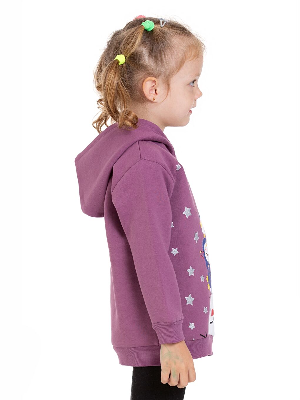 Myhanne Mor Uzun Kollu Baskılı Kız Bebek Hoodie - 4