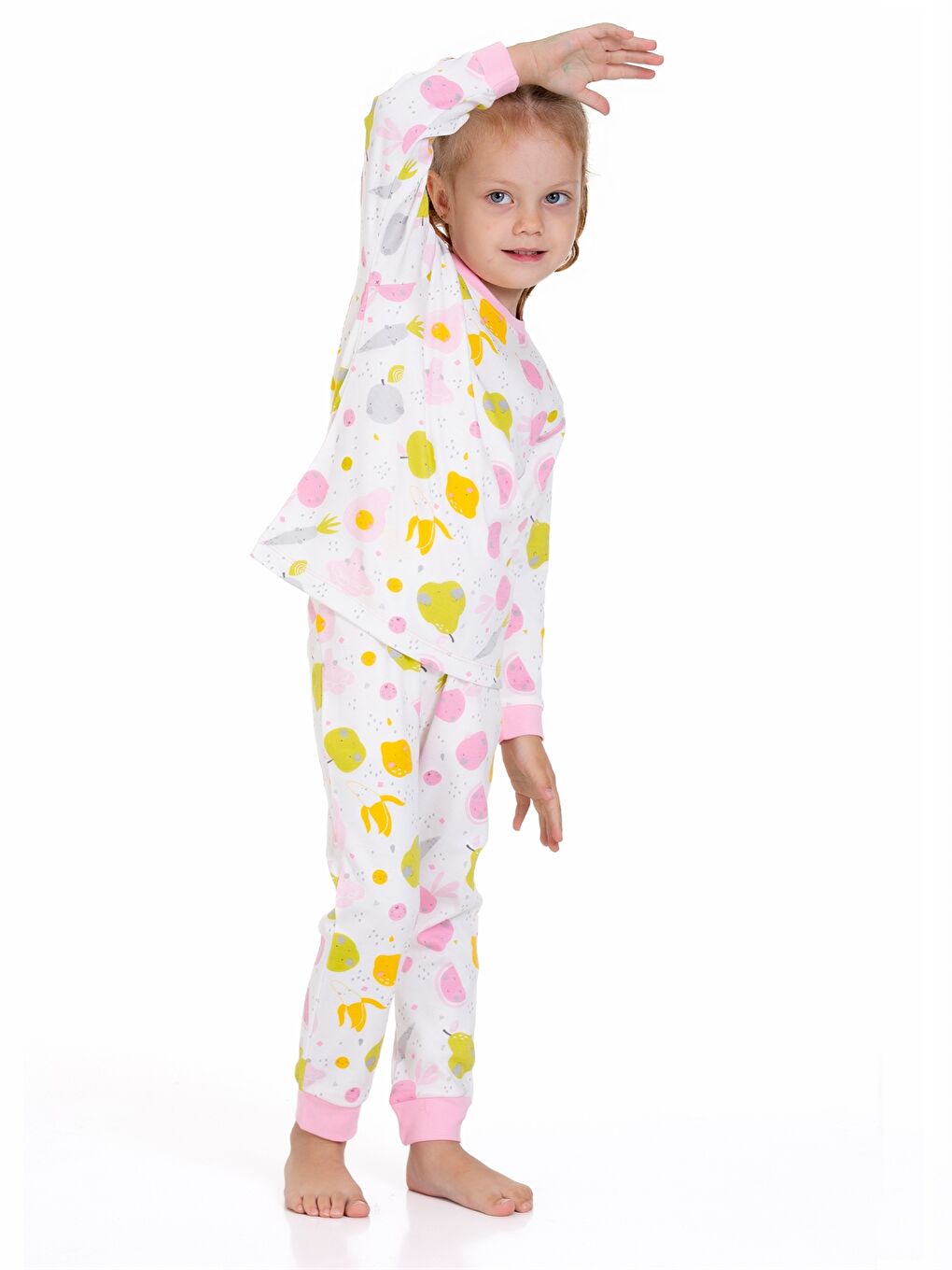 Pembe Bisiklet Yaka Kız Bebek Pijama Takımı-2