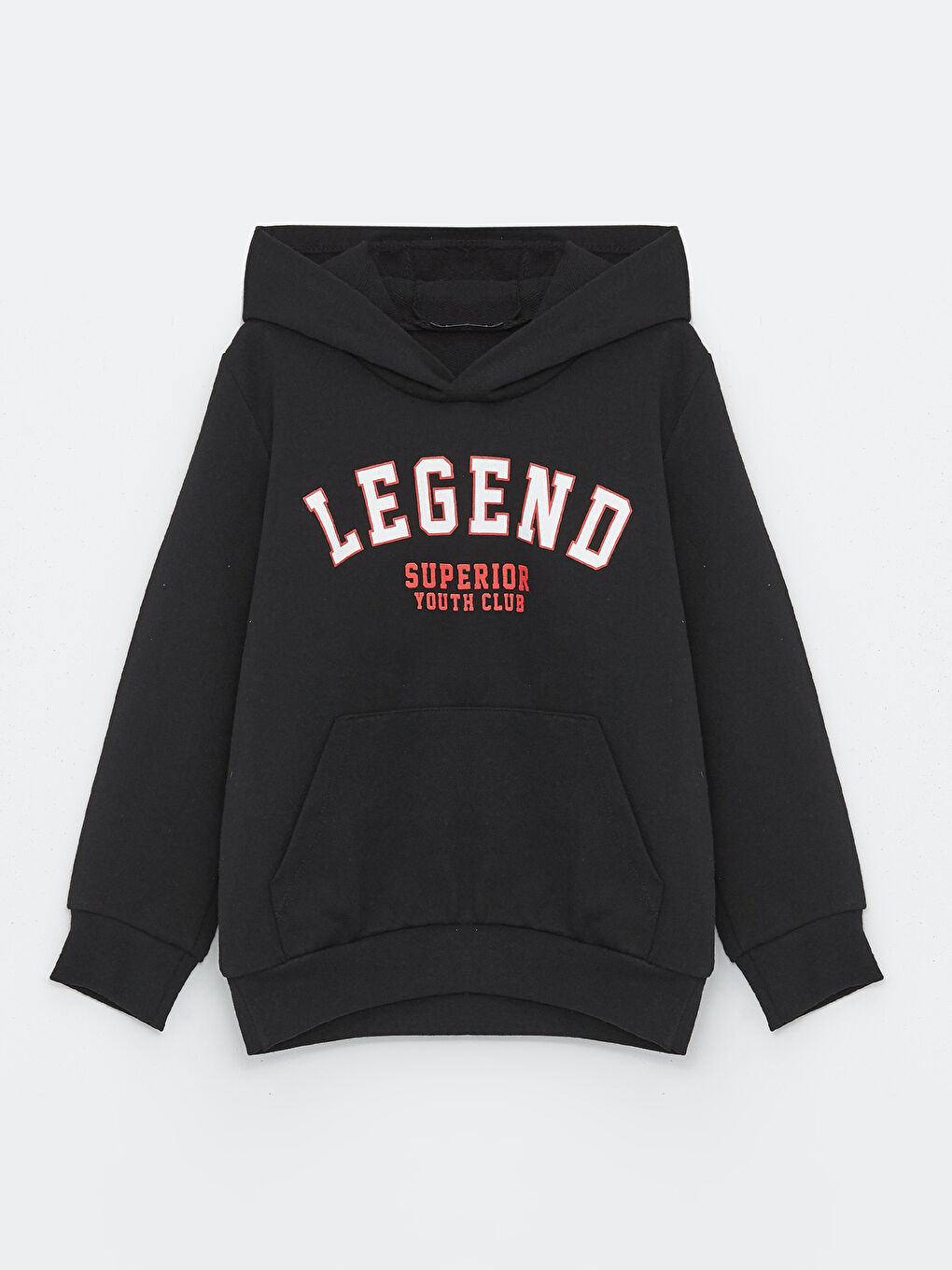 Siyah Kapüşonlu Uzun Kollu Erkek Çocuk Sweatshirt ve Eşofman Alt 2'li Takım-1