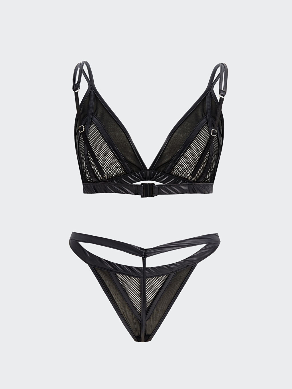 Siyah Suni Deri Sütyen Takım-1