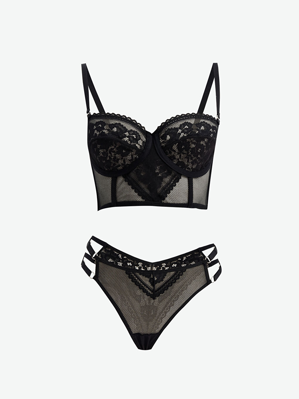 Siyah Suni Deri Sütyen Takım