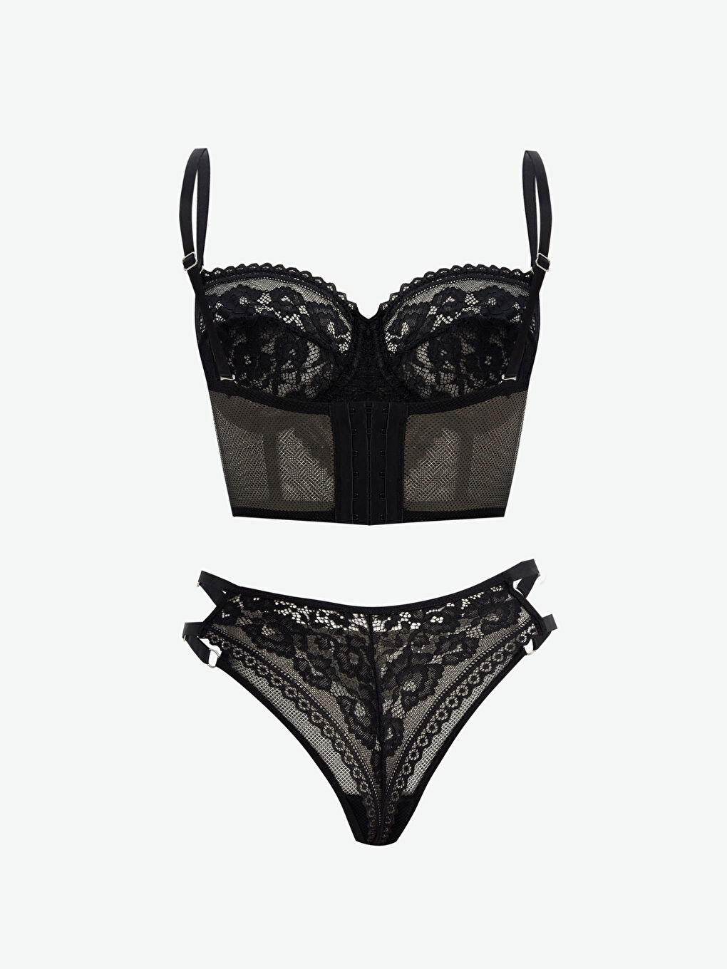 Siyah Suni Deri Sütyen Takım-1