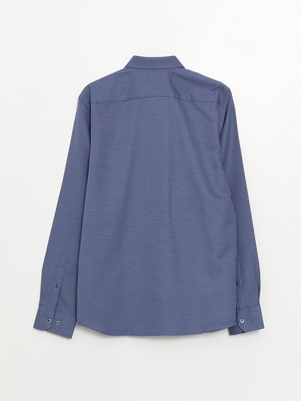 Lacivert Slim Fit Uzun Kollu Armürlü Erkek Gömlek-6