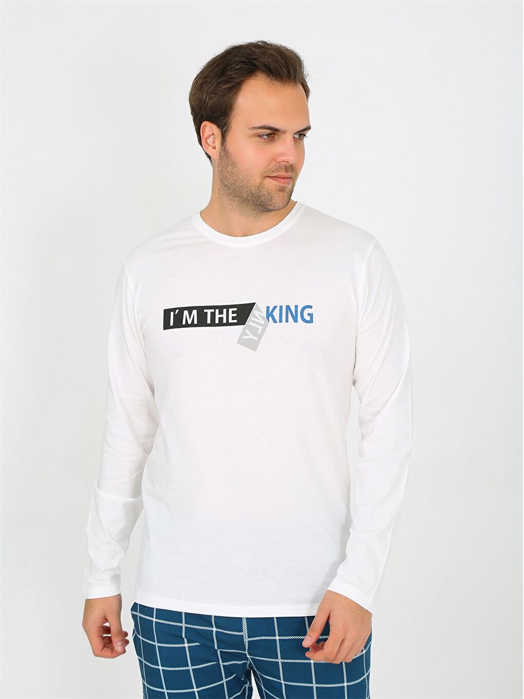 Petrol Standart Kalıp Erkek Pijama Takım-1