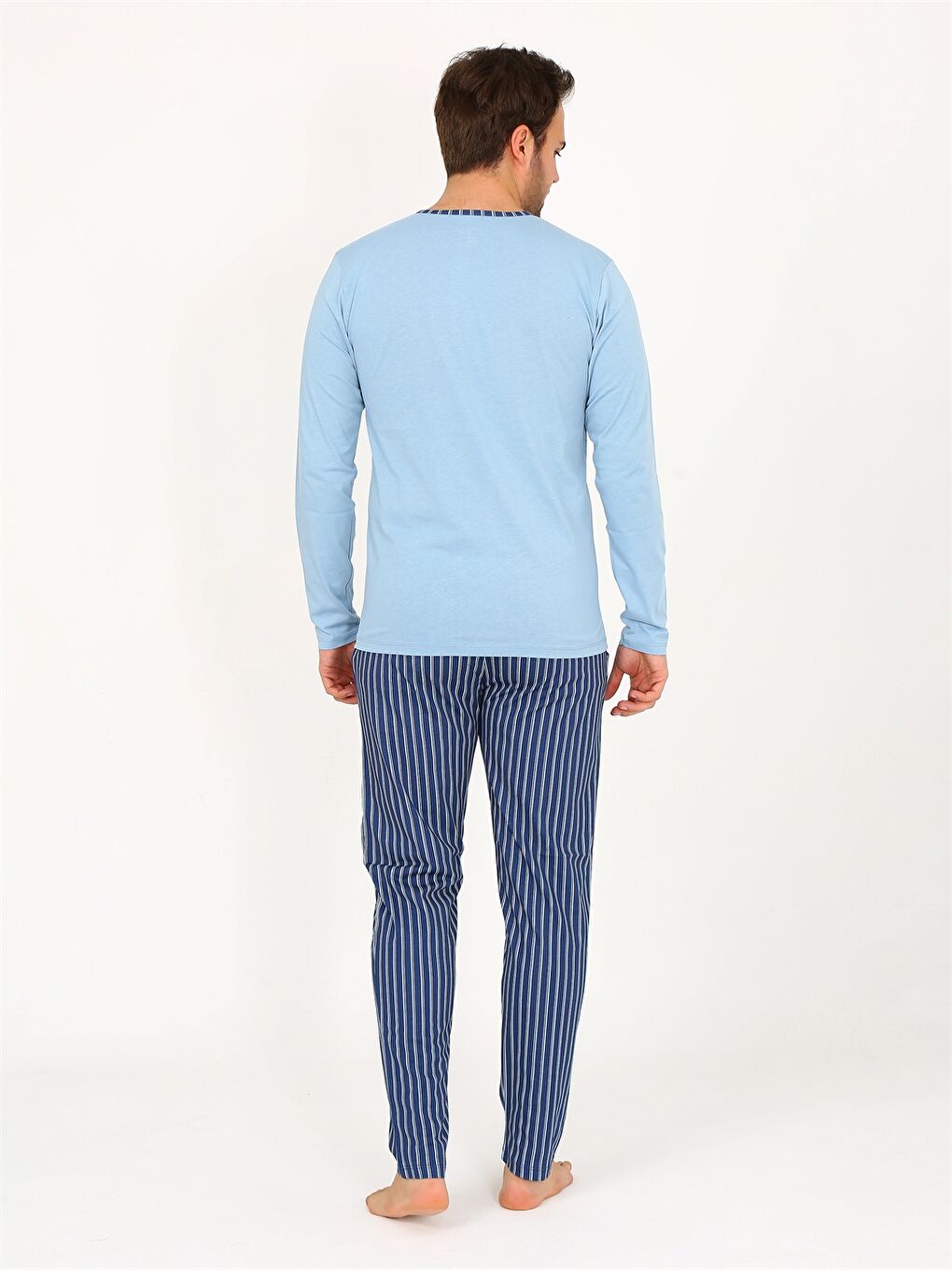 Mavi Standart Kalıp Erkek Pijama Takım-2