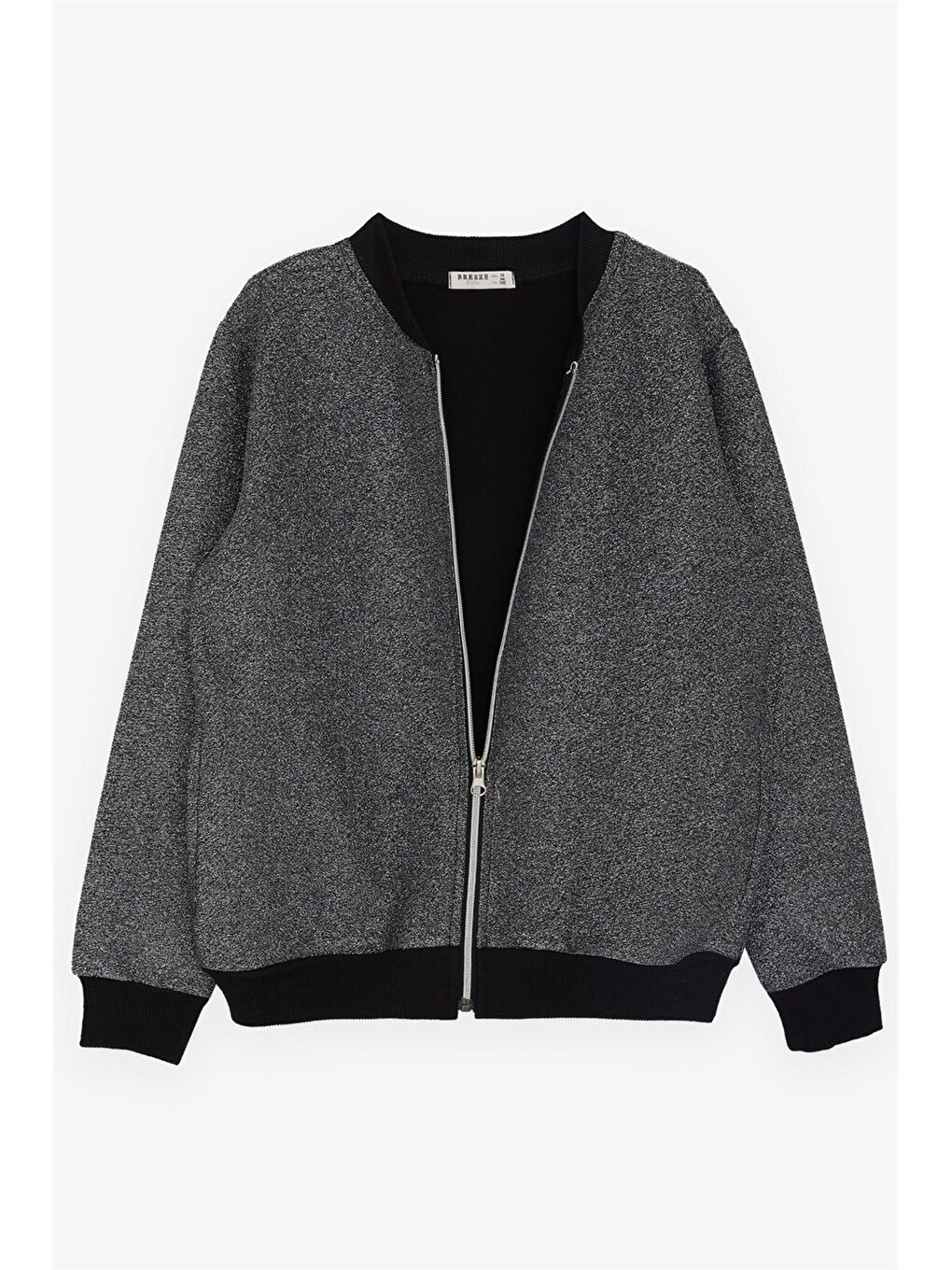 Gri Bisiklet Yaka Uzun Kollu Kız Çocuk Hırka-1