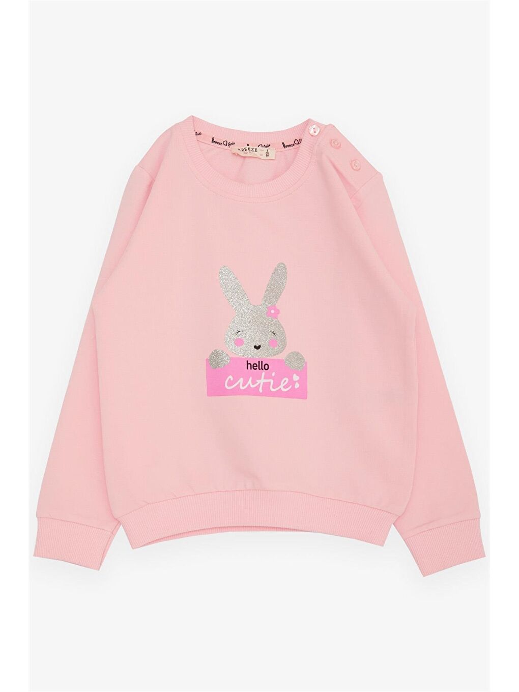 Breeze Pembe Bisiklet Yaka Kız Bebek Sweatshirt