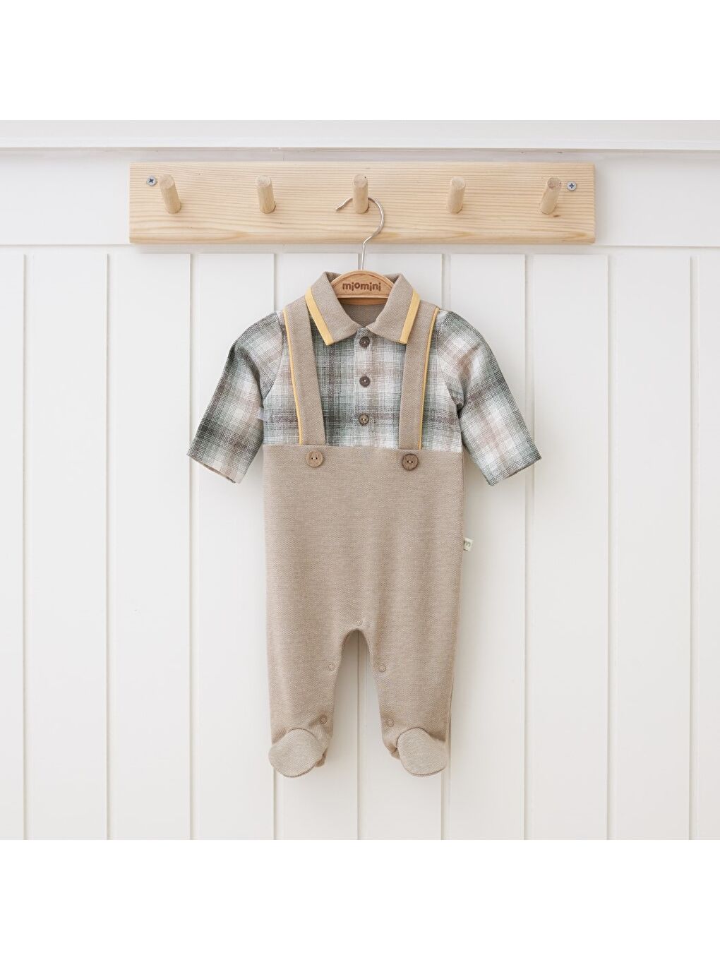 Kahverengi Gömlek Yaka Erkek Bebek Tulum