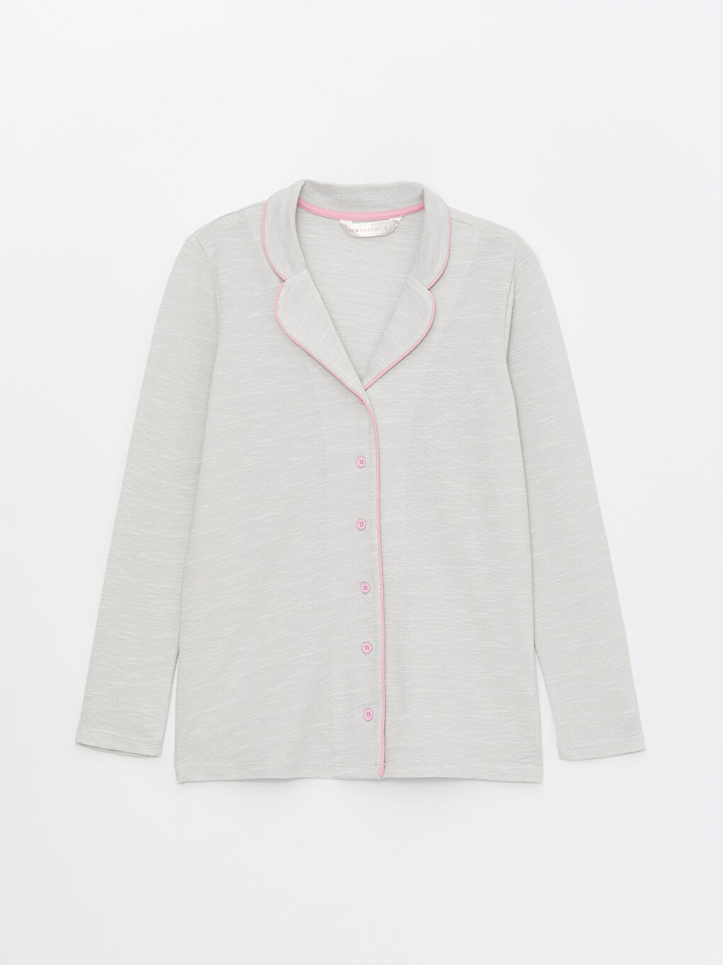 Gri Gömlek Yaka Kadın Pijama Üstü