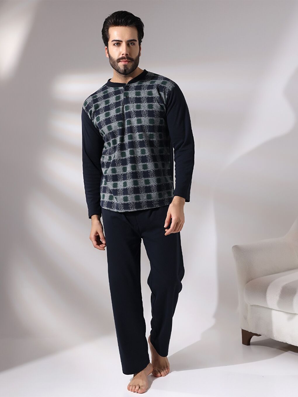 Yeşil Rahat Kalıp Erkek Pijama Takımı