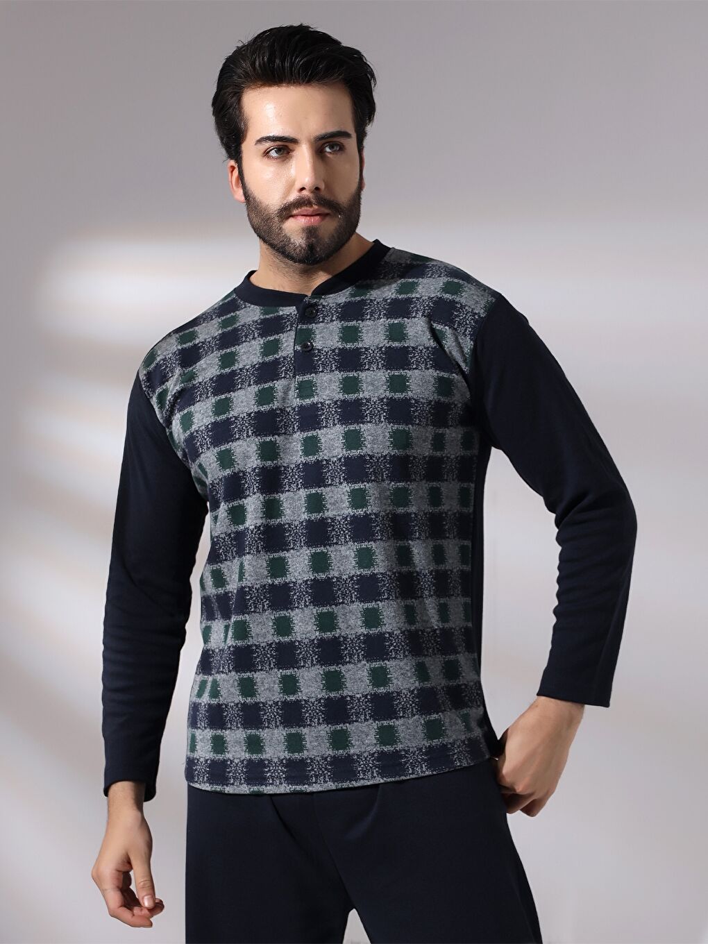 Yeşil Rahat Kalıp Erkek Pijama Takımı-8