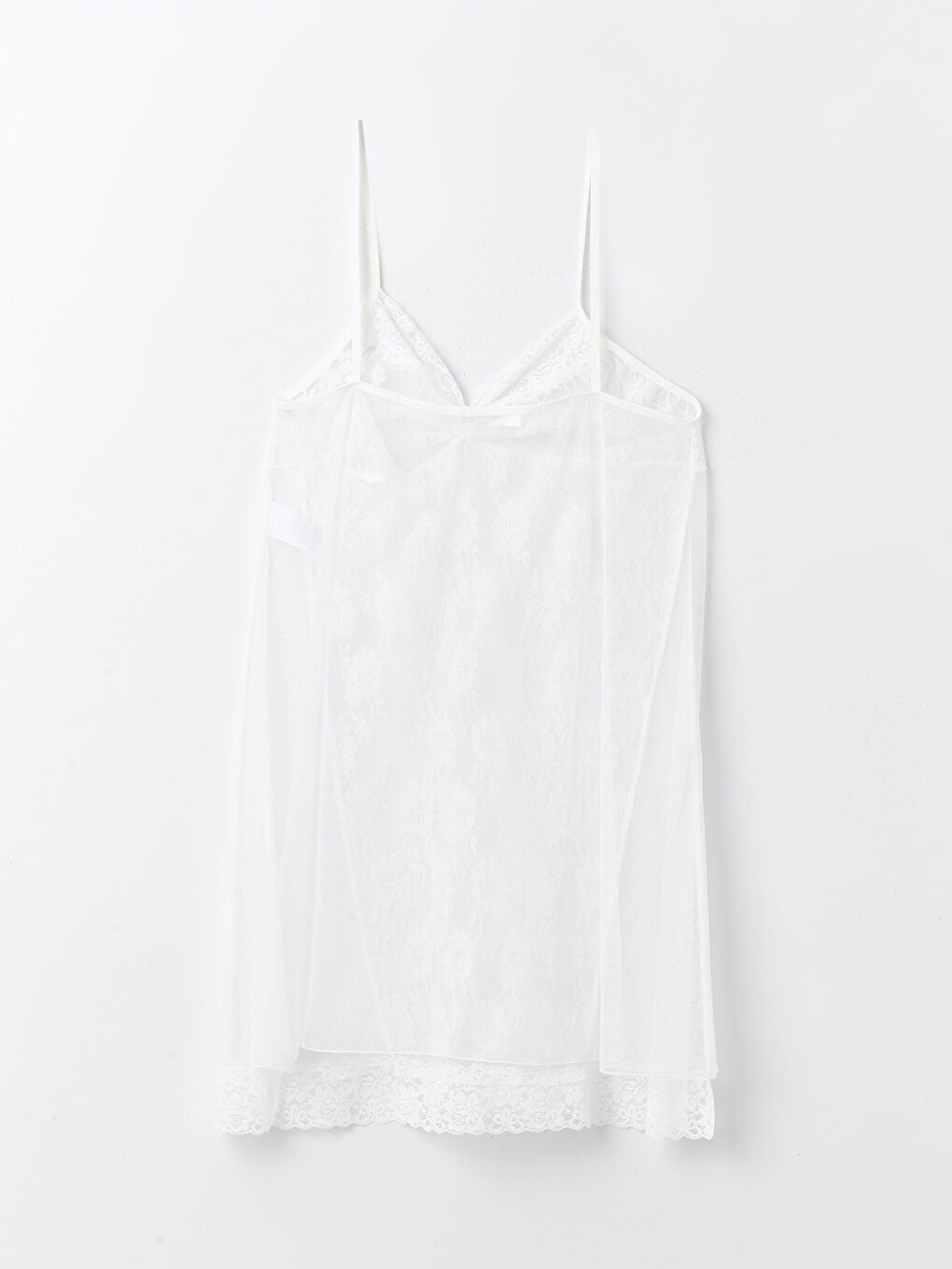 Ekru Askılı Saten Kadın Gecelik-1