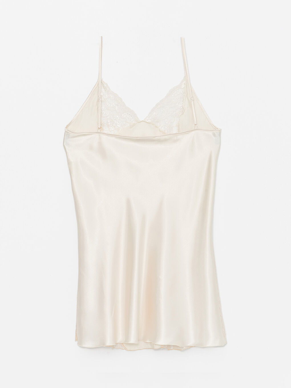 Bej Askılı Saten Kadın Gecelik-1