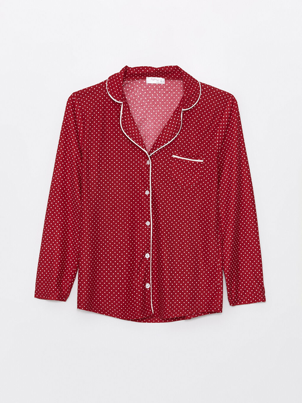 Bordo Gömlek Yaka Desenli Kadın Pijama Takımı-1