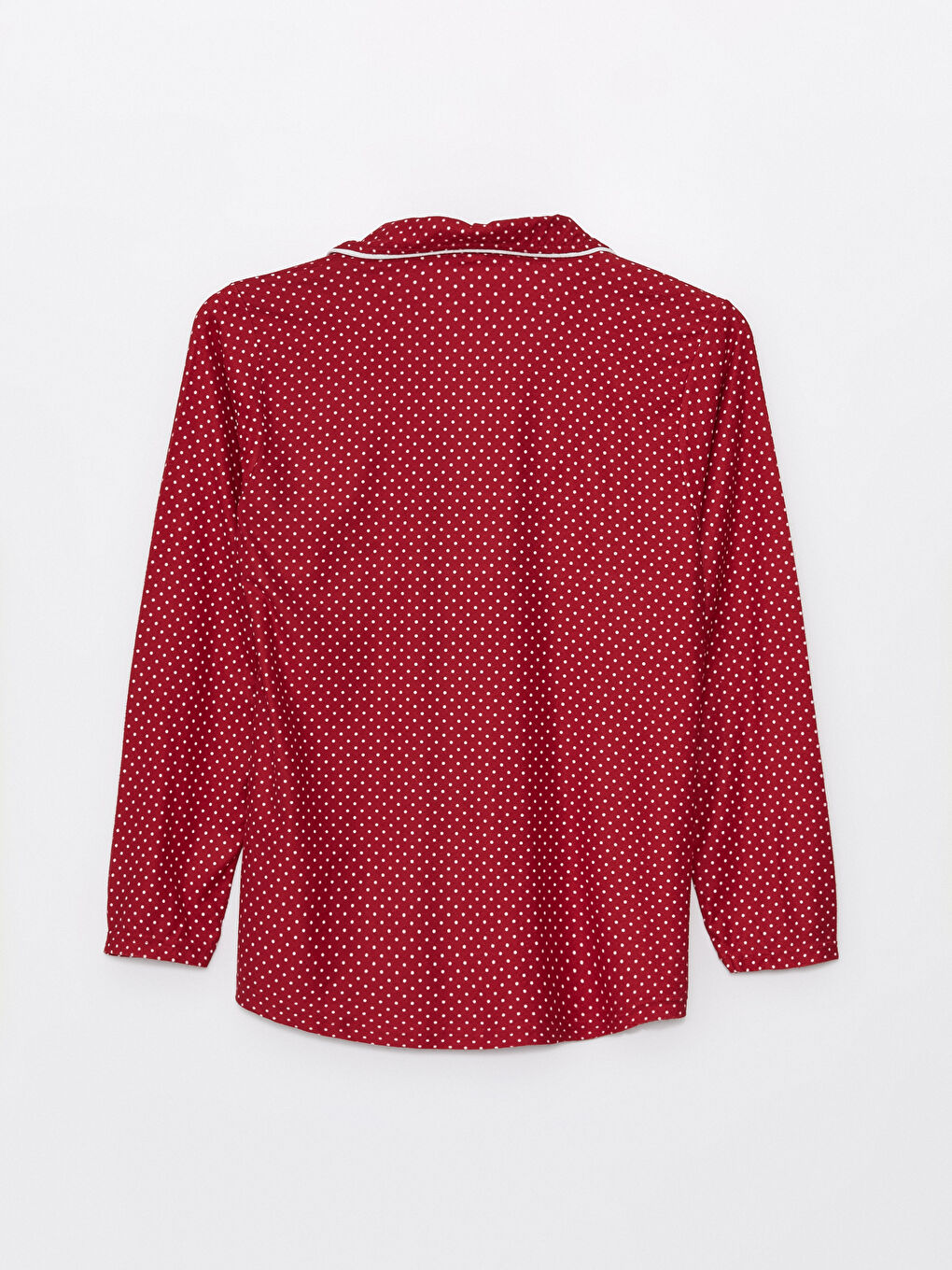 Bordo Gömlek Yaka Desenli Kadın Pijama Takımı-2