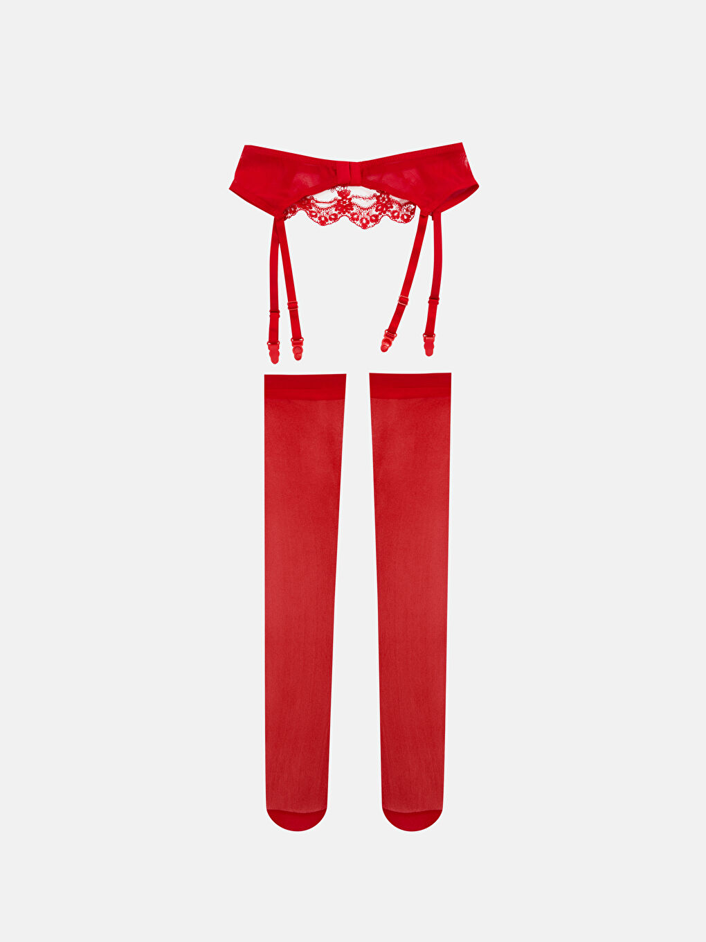 Kırmızı Dantelli Kadın İç Giyim Takım-6
