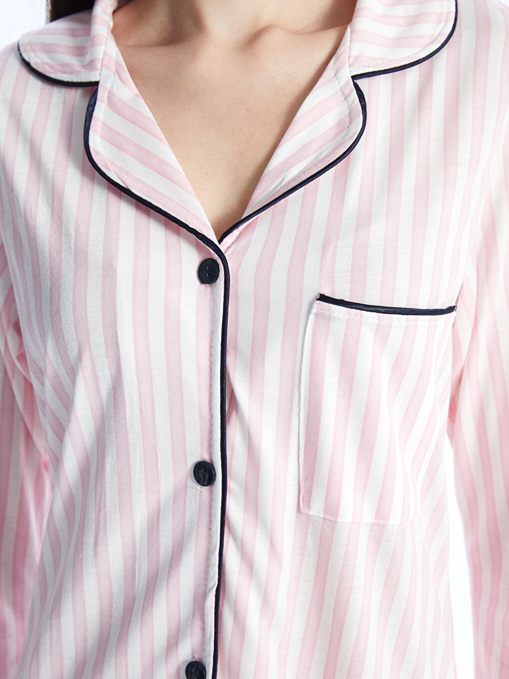 Pembe Gömlek Yaka Uzun Kollu Kadın Takım-3