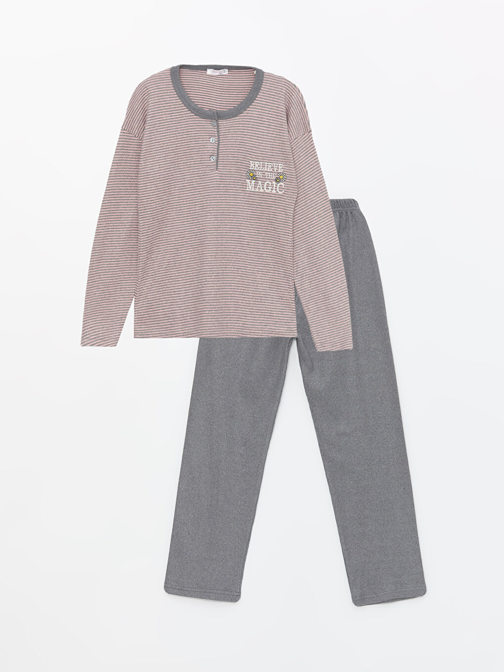 Pembe Bisiklet Yaka Kadın Pijama Takım