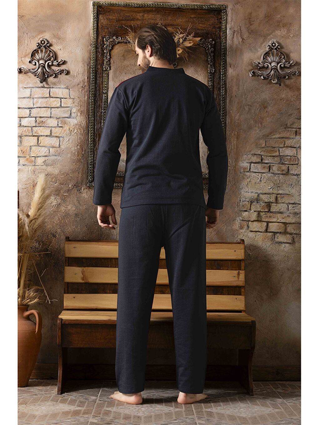 ERCAN Lacivert Standart Kalıp Erkek Pijama Takımı - 2