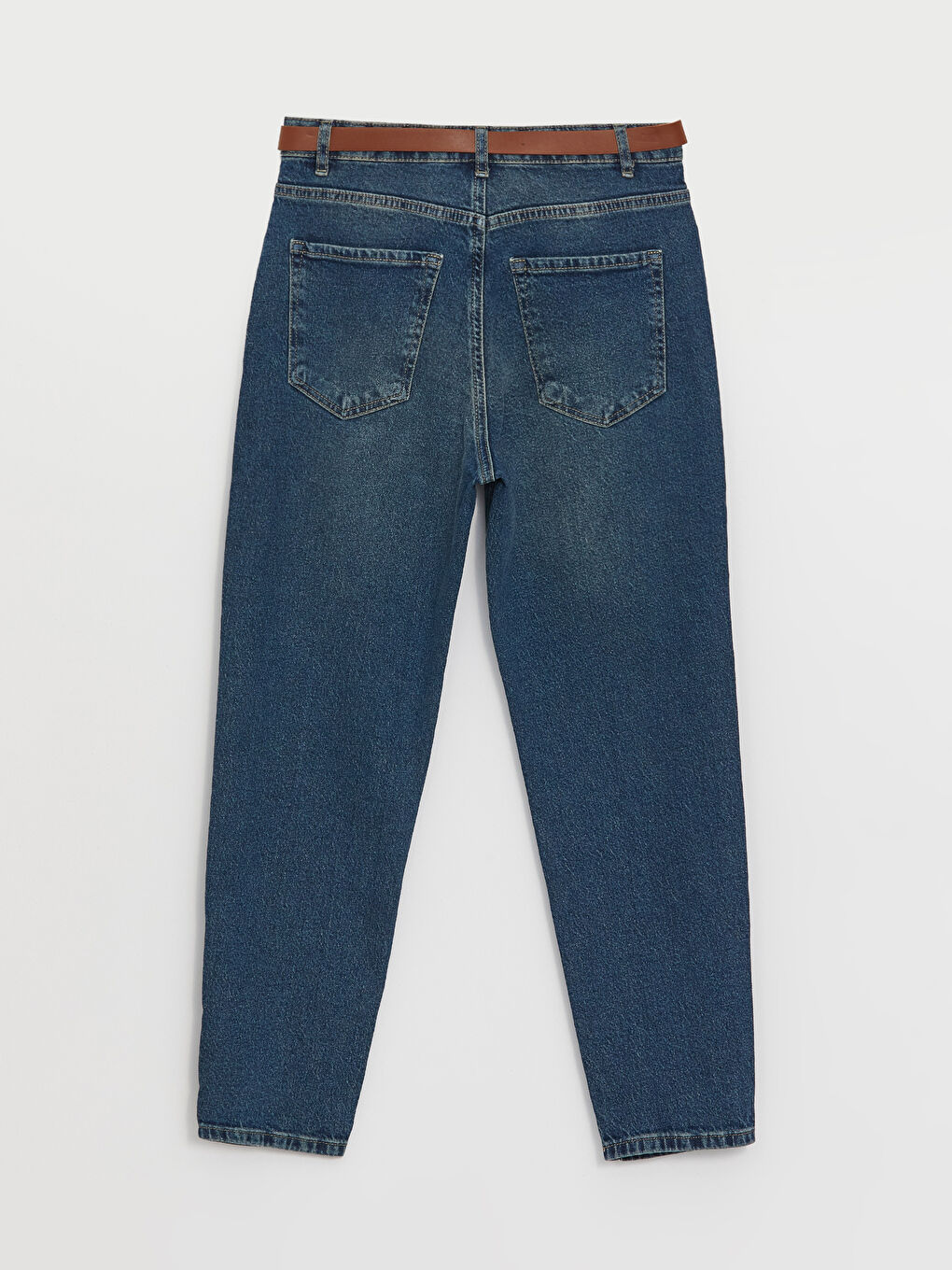 Әйелдерге арналған белдікті мом пішімді джинс шалбар-6