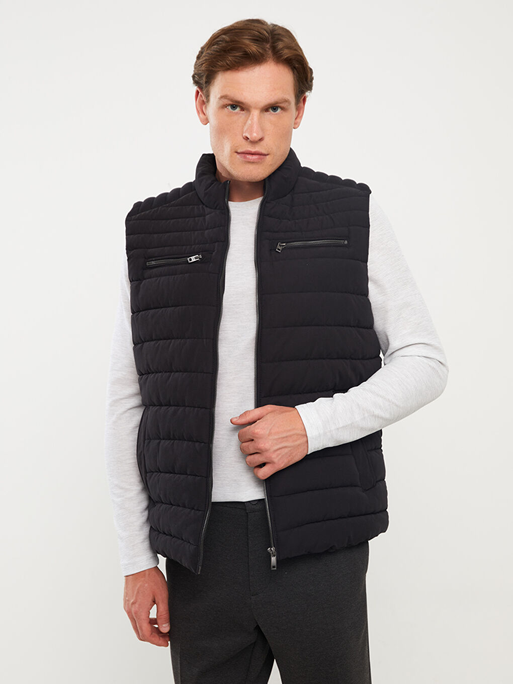 Standard Fit Funnel Neck Men's Puffer Gilet