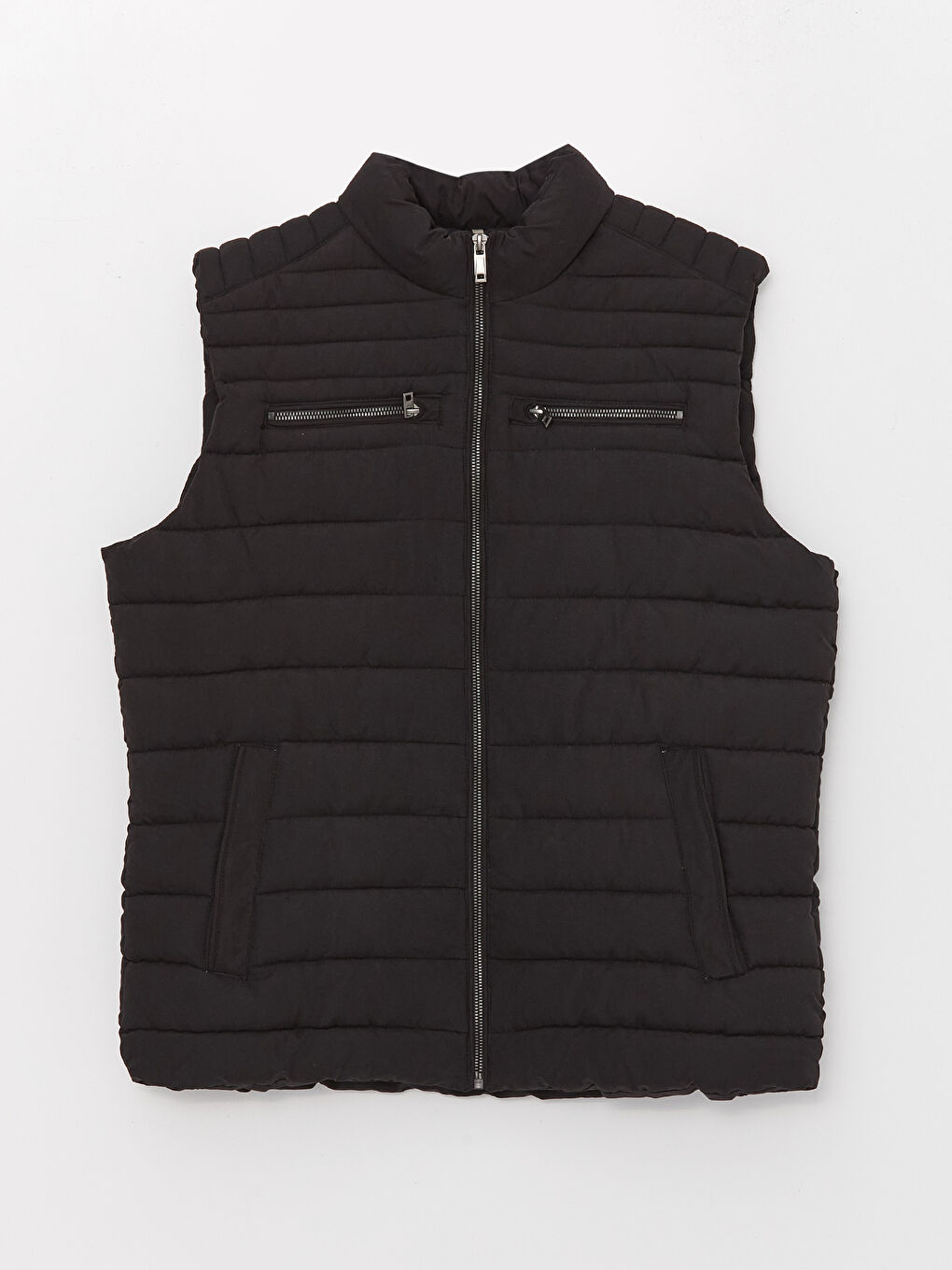 Siyah Standart Kalıp Dik Yaka Erkek Şişme Yelek-5