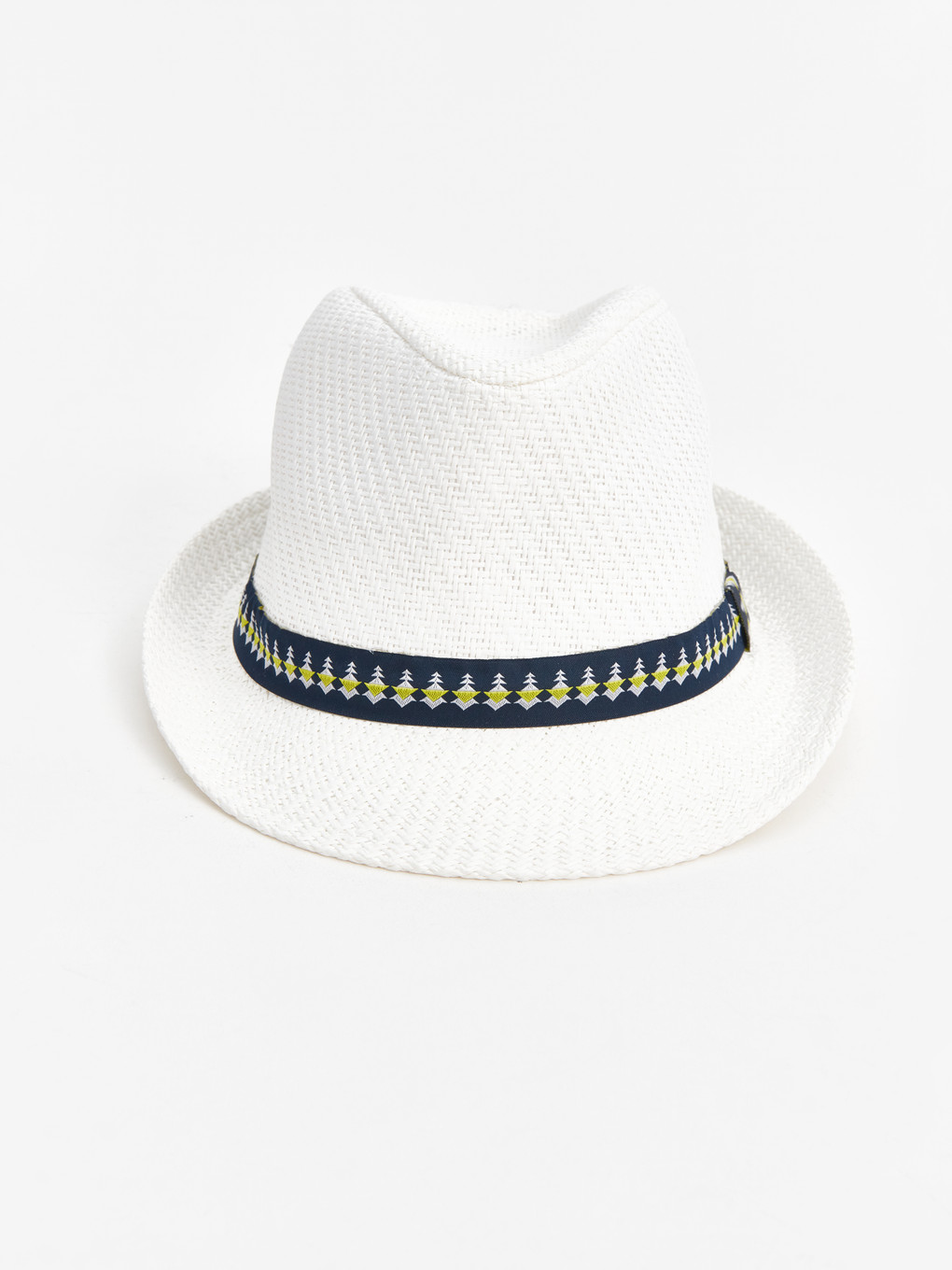 Boy's Piping Detailed Straw Fedora Hat