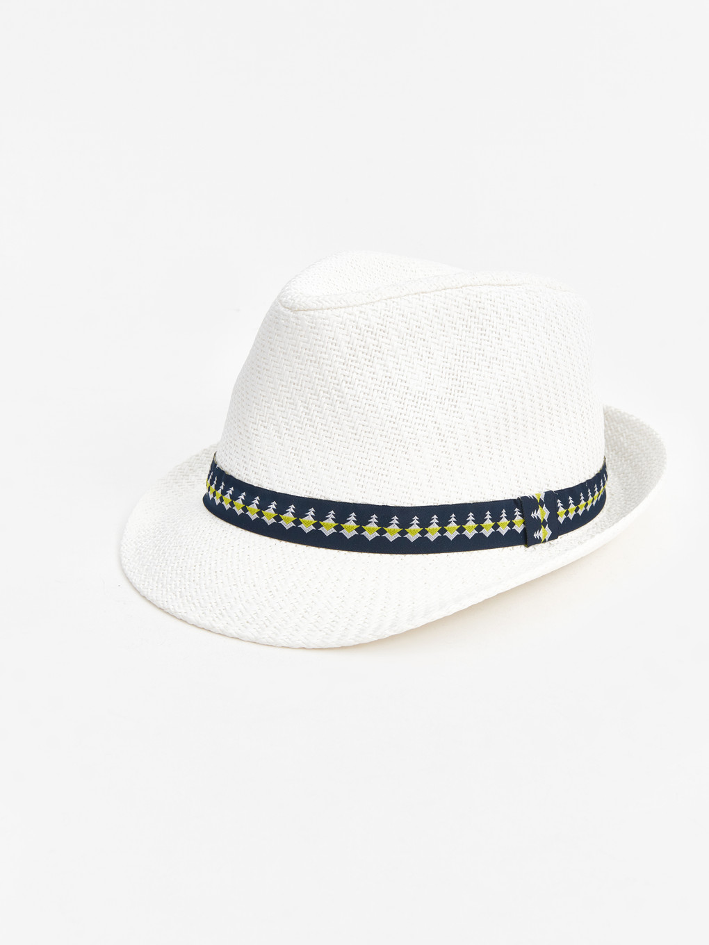 Boy's Piping Detailed Straw Fedora Hat-1