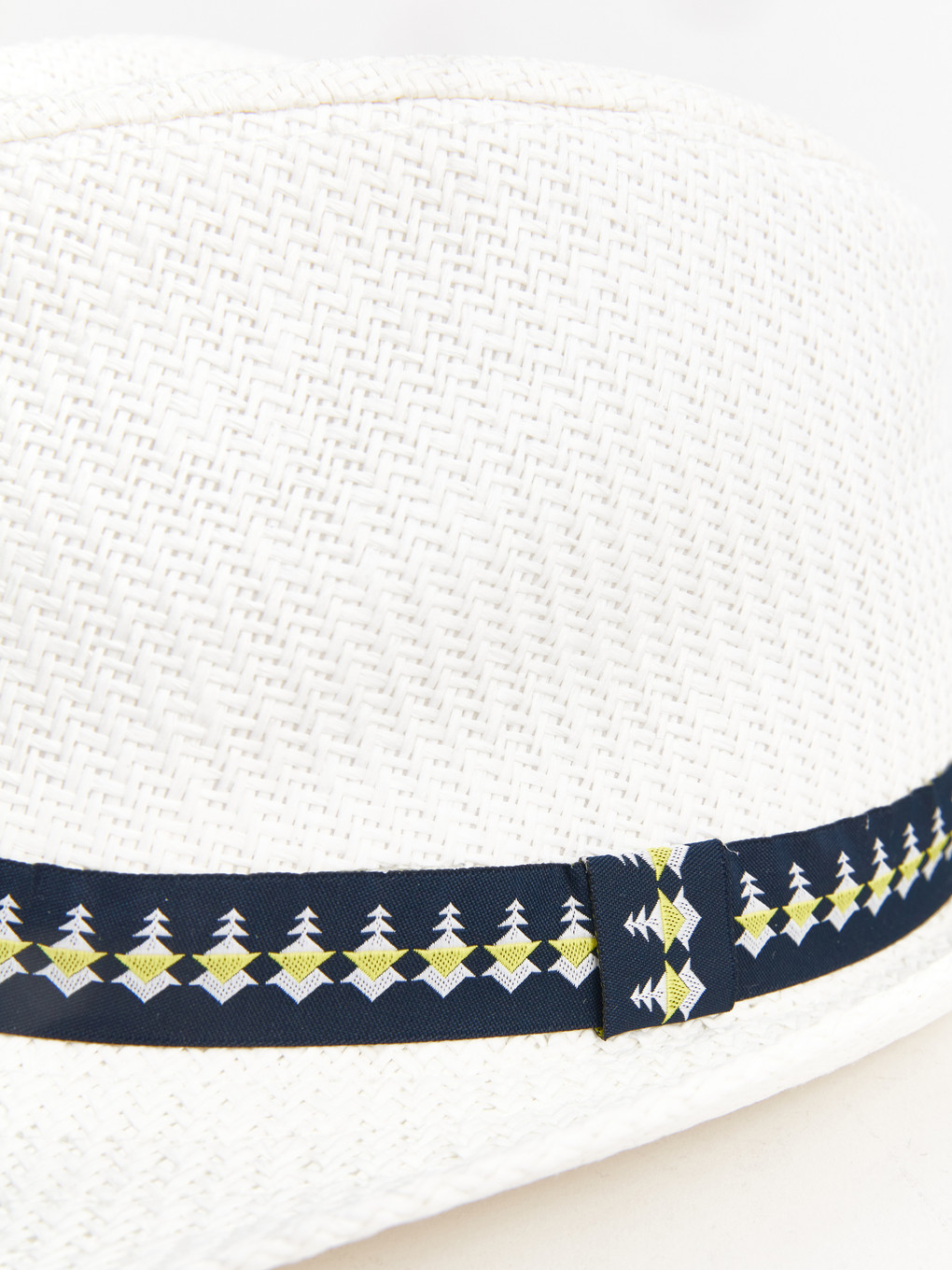 Boy's Piping Detailed Straw Fedora Hat-2