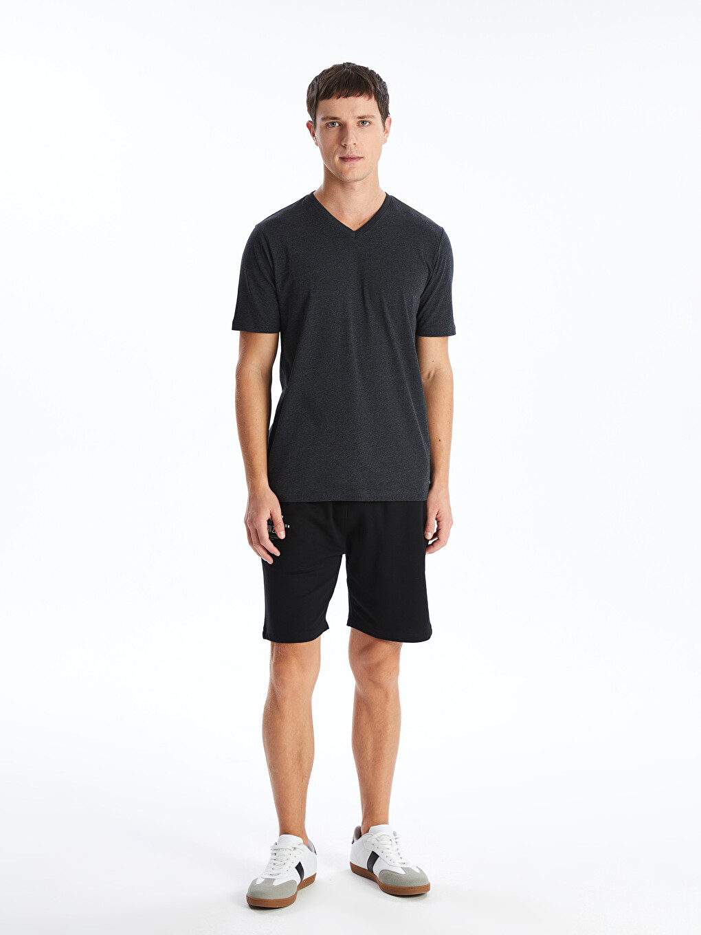 V Neck Short Sleeve Basic Men's T-shirt-2