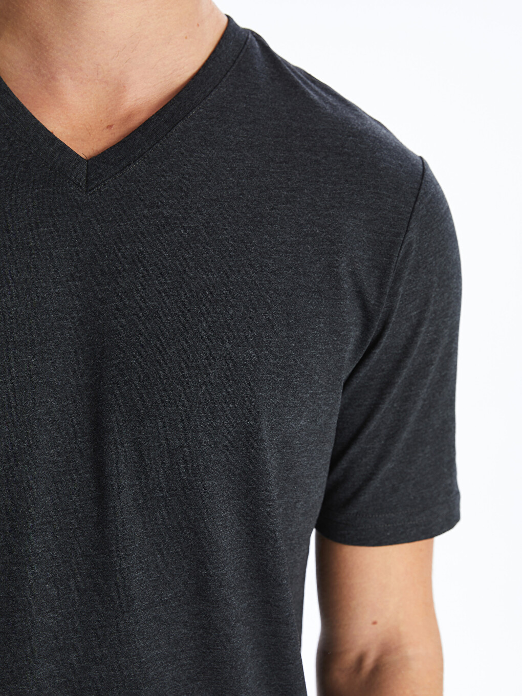 V Neck Short Sleeve Basic Men's T-shirt-3