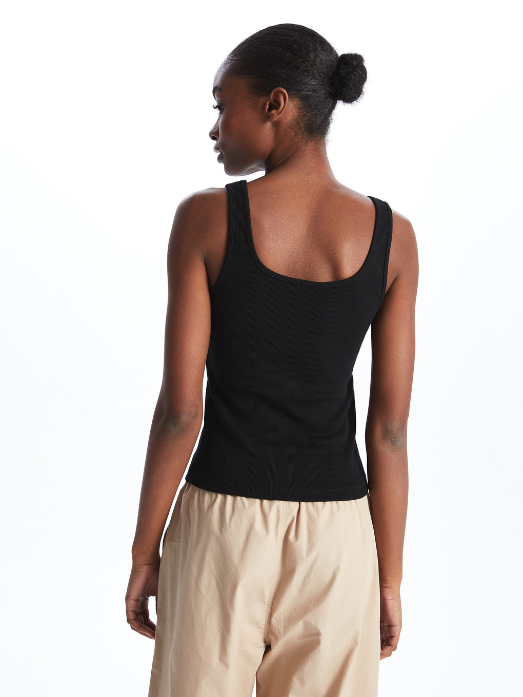 U Neck Plain Cotton Women's Singlet-3