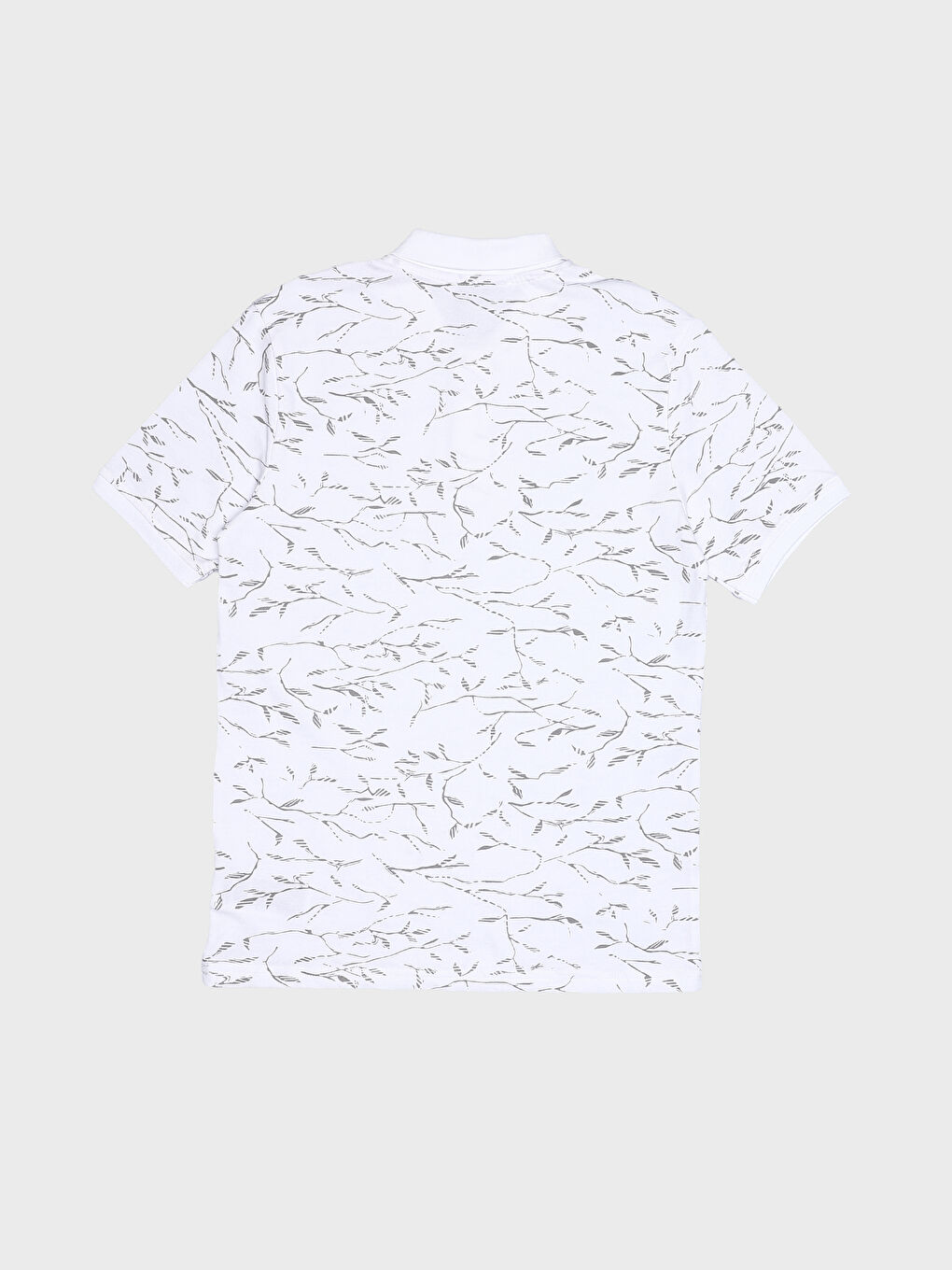 Beyaz Polo Yaka Kısa Kollu Desenli Pike Erkek Tişört-1