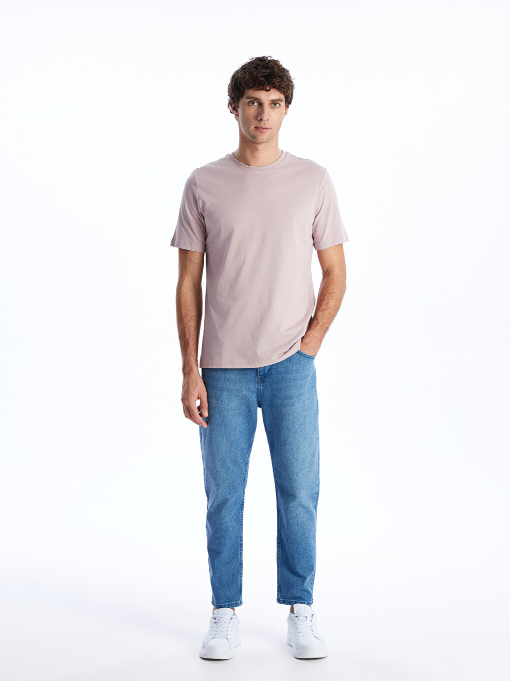 Tricou Pentru Bărbați Din Jerseu Cu Guler Rotund-2