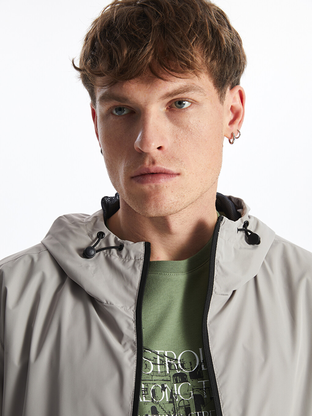 Regular Fit Hooded Men's Raincoat-2