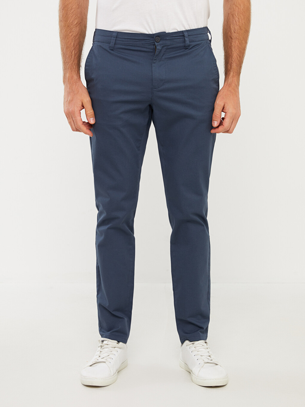Schlanke Passform Gabardine Herren Chinohosen-2