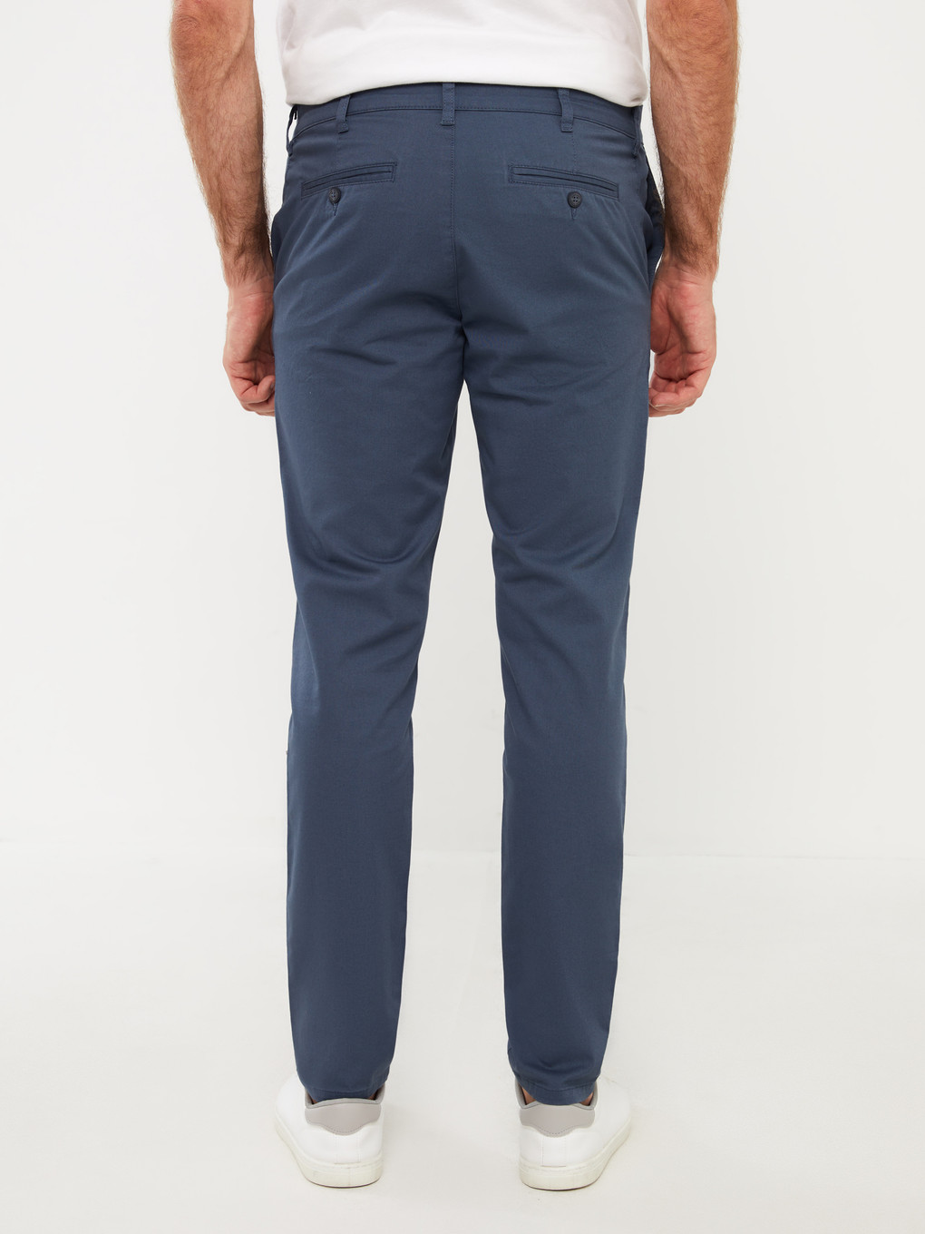 Schlanke Passform Gabardine Herren Chinohosen-3