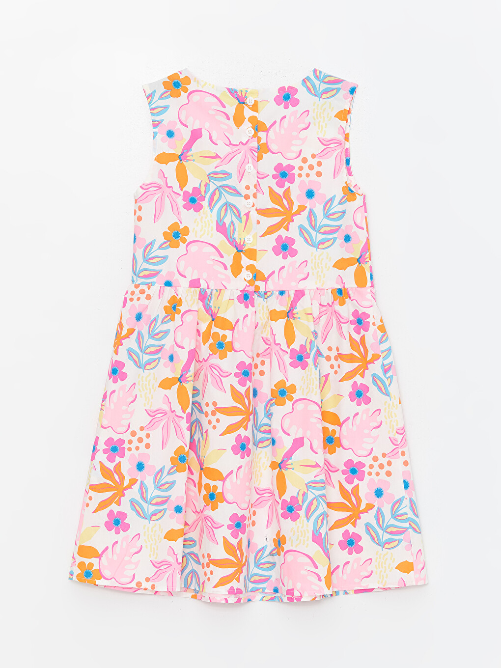Crew Neck Patterned Girls' Dress-1