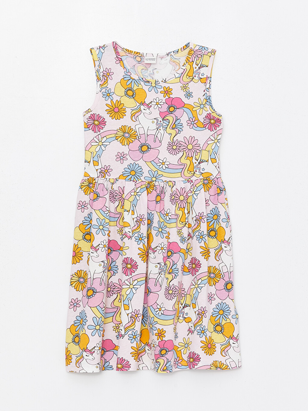 Crew Neck Patterned Girls' Dress