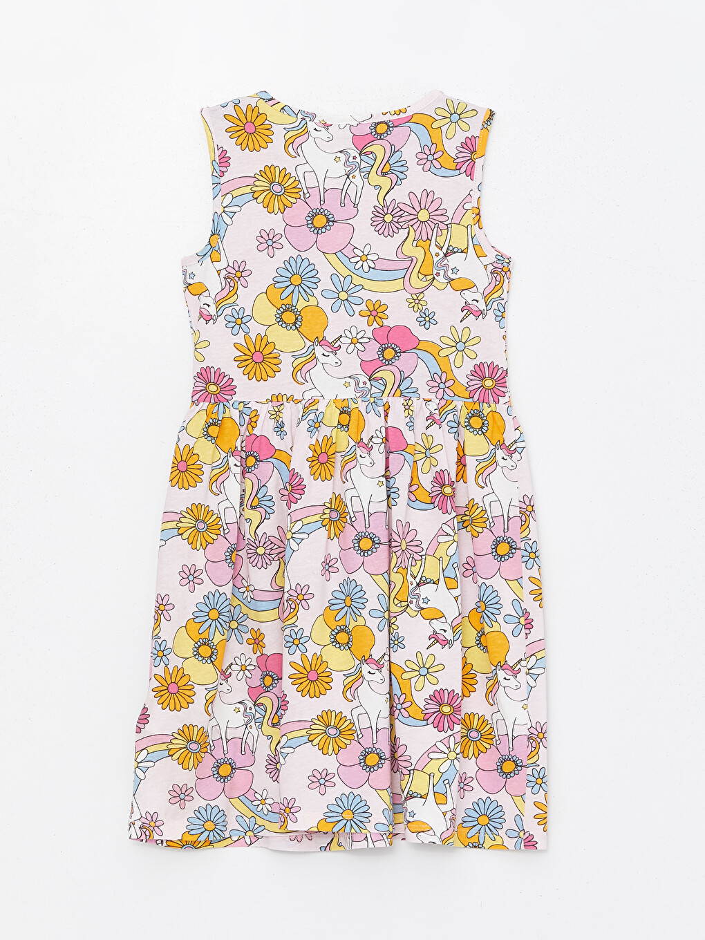 Crew Neck Patterned Girls' Dress-1